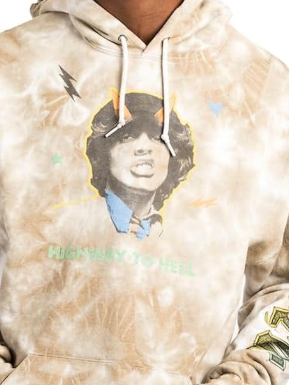 AC/DC Highway to Hell oversized pastel tie dye retro hoodie🍀💫